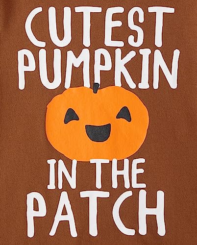 Image of The Children's Place Unisex-Baby and Toddler Long Sleeve Fall Thanksgiving Graphic T-Shirt Cutest Pumpkin 4T