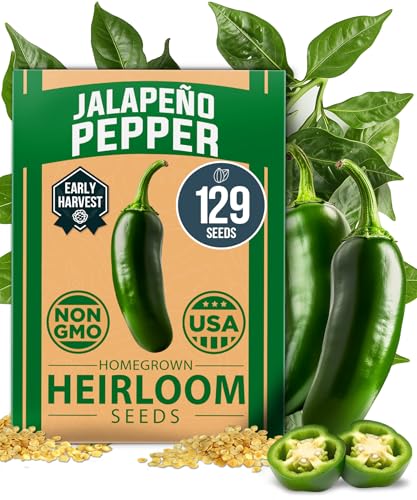 HOME GROWN Jalapeno Pepper Seeds 129+ Heirloom Non-GMO Seeds for Planting, High Germination, Mild to...