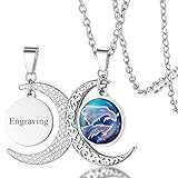 FaithHeart Collier Prénom Personnalisé Signe Astrologique Poissons Femme,Pendentif Demi Lune Personnalisable en Acier Inoxydable,Bijoux Porte Bonheur Cadeau Anniversaire pour Femmes Enfant Fille