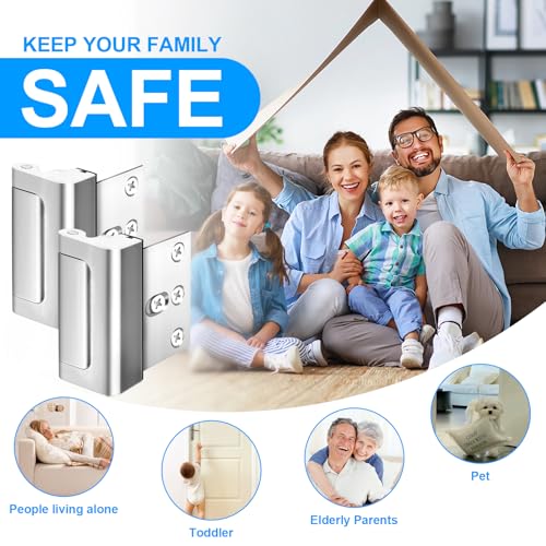 Aenfaiy Door Reinforcement Lock (2 Pack) Home Apartment High Security Door Lock, Child Proof Safety Locks for Front Door, Heavy Duty Night Lock Extra Door Lock for Inward Swing Door Withstand 800 LBS