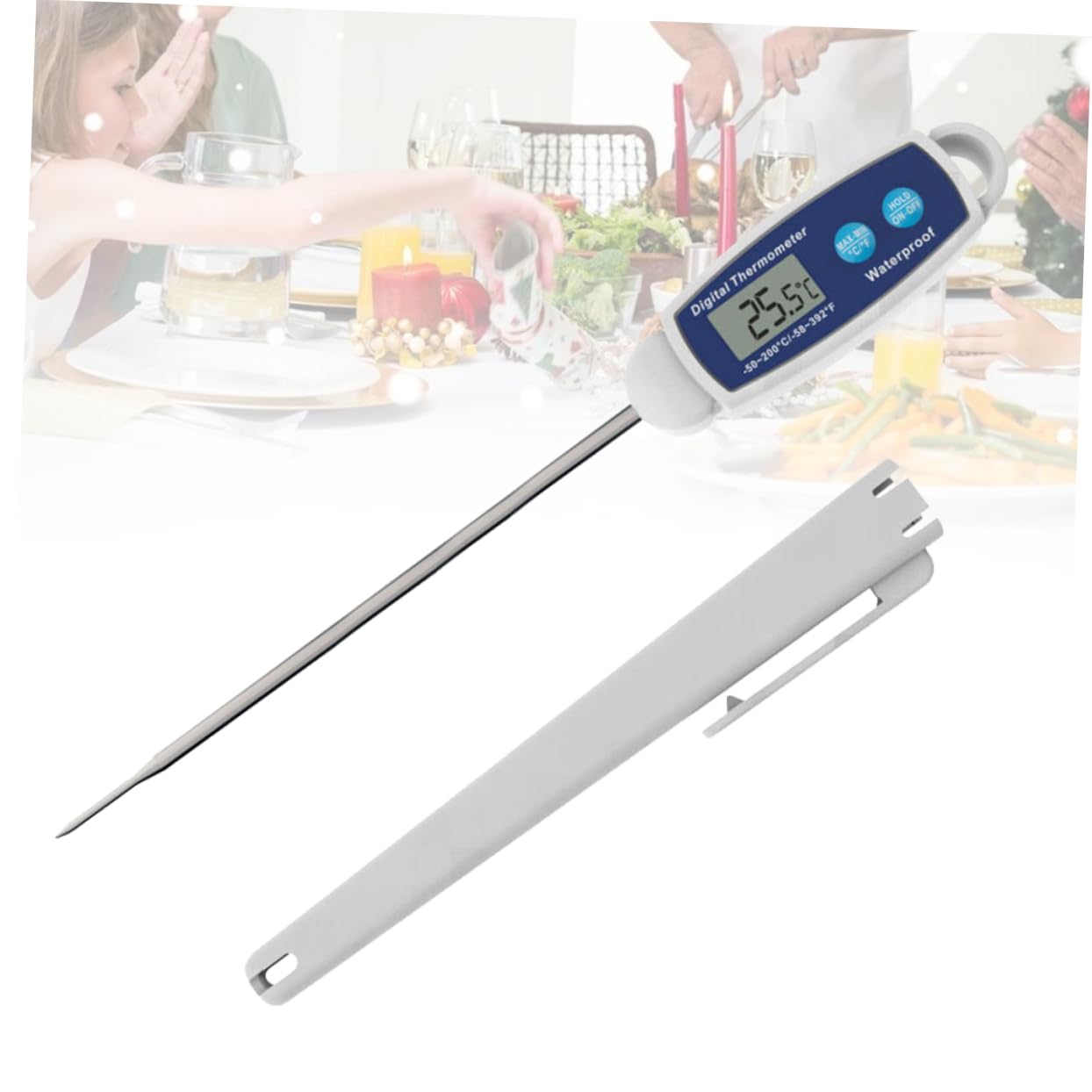 TOPBATHY 3 Stücke Lebensmittelthermometer Lebensmittelmessskala Außenfleischthermometer Kochthermometer Küchenthermometer Backthermometer Blau