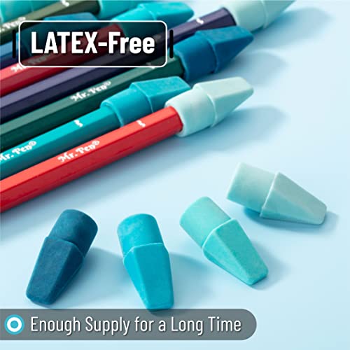Image of Mr. Pen- Pencil Top Erasers, 120 Pack, Blue Shades, Latex-Free | No-Smudge Cap Pencil Erasers for Precise Erasing, Kids, Teachers, Studying Supplies