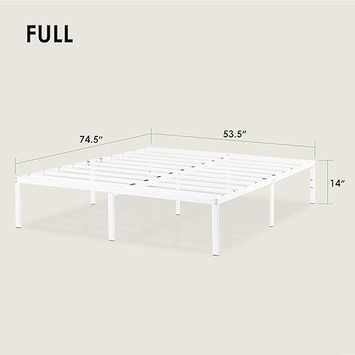 Miniatura 32 de Best Price Mattress Marco de cama de plataforma de metal de 18 pulgadas, listones de acero resistente, blanco, tamaño Queen