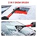 nacena Snow Brush and Ice Scrapers for Car Windshield, Detachable Snow Remover for Cars EVA Foam Grip and Rotatable Brush Head Snow Scraper for Car Trucks SUV, Winter Cars Accessories (Red)