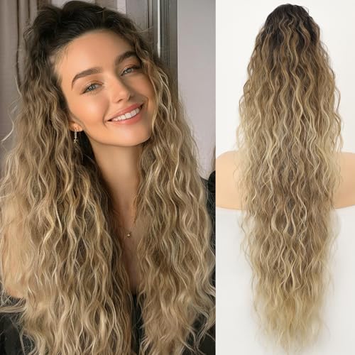 ORSUNCER Ponytail Extension Claw 30" Curly Pony Tail Clip in