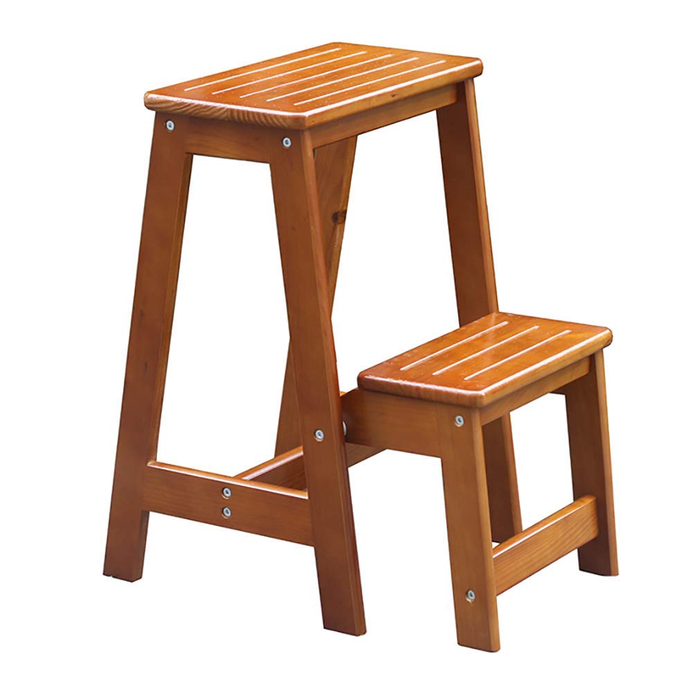 Einfacher und multifunktionaler Tritthocker, zusammenklappbar, Holz, 2 Stufen, Hocker für Kinder und Erwachsene, Innenbereich, Küche, 2 Stufen, Trittleiter, 99,8 kg Kapazität (Farbe: #2), #2