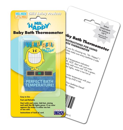 Miniatura 2 de Little Miss & Mr. Men Tarjetas de seguridad para niños UV, temperatura del baño, termómetro de habitación, paquete de 3 tapas de salida