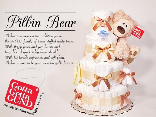 TBS砂の塔登場4段おむつケーキ「フィリビンホワイトテディ」【出産祝い】x【パンパース使用】Sサイズ(4〜8kg), 男の子