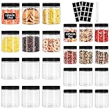 Plastic Jars with Lids 8 oz & 14 oz 24 Pcs Clear Plastic Slime Storage Jars Containers with Airtight