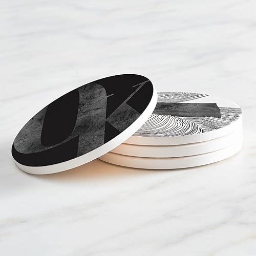 Miniatura 3 de Juego moderno de Oklahoma en blanco y negro, decoración del hogar Joyride, 4 posavasos de cerámica, posavasos circulares de 4 pulgadas, juego de 4,