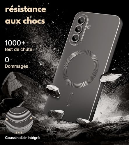 Image of DIZORO Samsung A36 Case, Compatible with Mag Safe Back Cover, Matte Luxury Metallic Luster Flexible TPU Wireless Charging Shockproof Case with Camera Protector Lens (Grey)