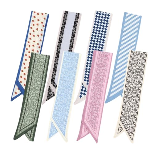 8 PCS Satin Scarf, Multifunctional Purse Scarf, Suitable for Ladies and Girls, Can be Used as Headscarf, Wristband, Handbags, Bag Accessories, Bohemian Style, Fashion and Versatile.