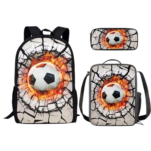 Zaino per bambini elementare scuola zaino casual con portapranzo astuccio Calcio leggero