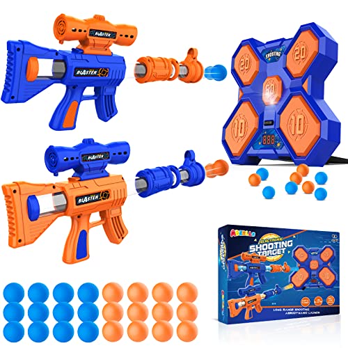 ABERLLS Shooting Game Toy for Age 5 6 7 8 9 10+ Years Old Kids Boys, Digital Electronic Scoring Shooting Targets 2pk Foam Ball Popper Air Blaster, Ideal Gift, Compatible with Nerf Toy
