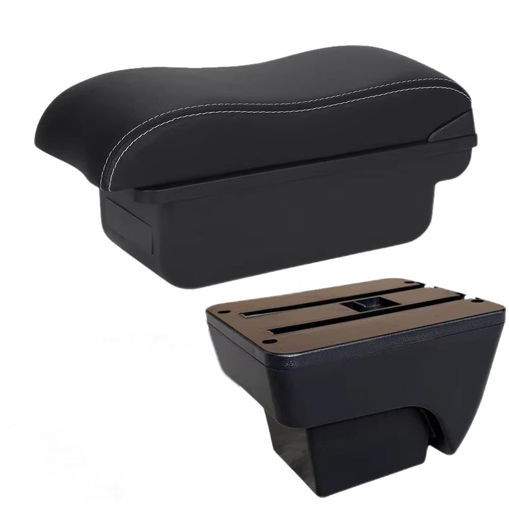 FSOZDBBPL For Seat Arona For Ibiza 6L 6J 2017-2025 Car Armrest Box Auto Storage Box Retrofit Interior Accessories Interior Parts(C3 Black white NO USB)