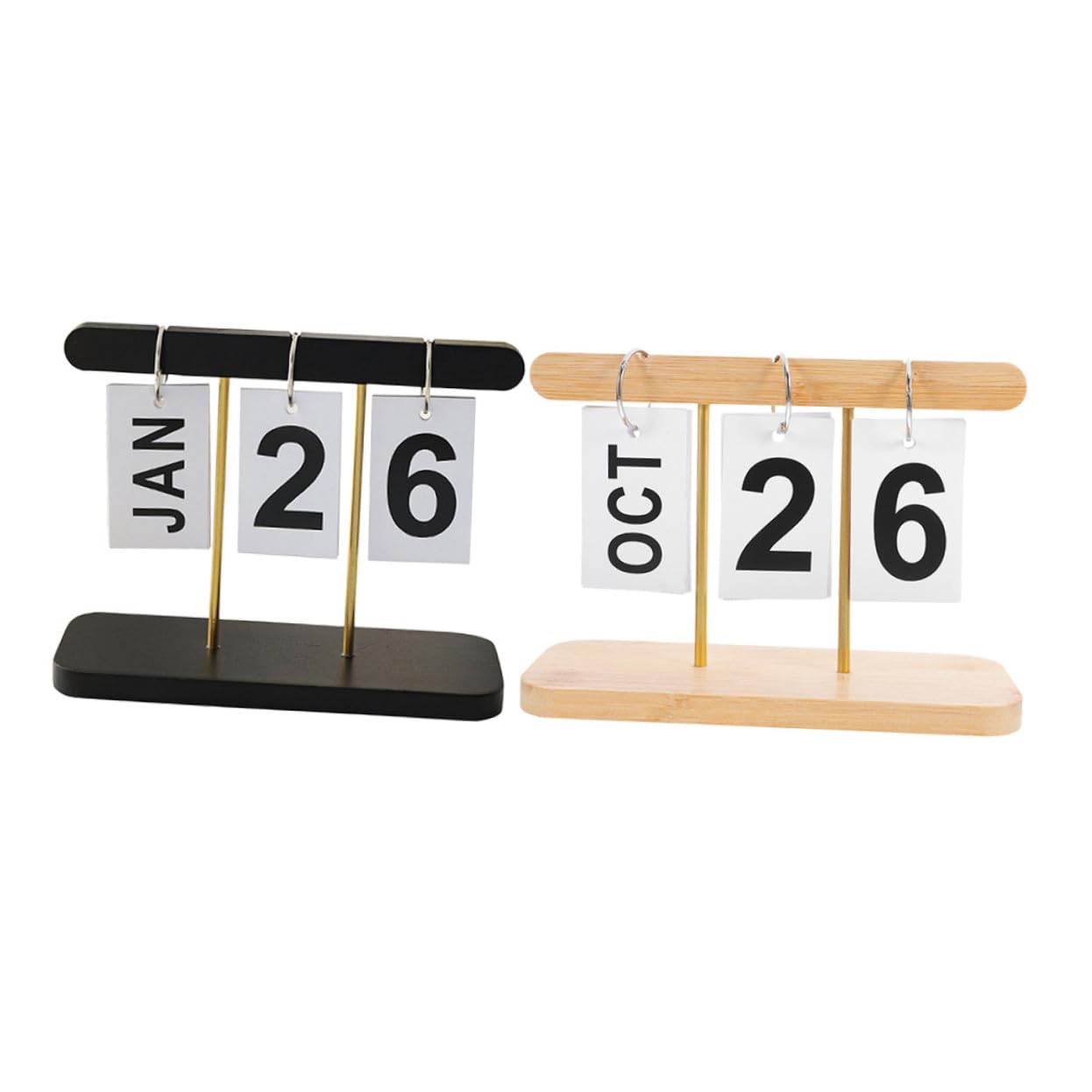2 Piezas Calendario de Madera con Diseño Rústico y Minimalista Organizador Reutilizable para Escritorio de Oficina y Pantalla de Fecha Manualmente Decoración Funcional para