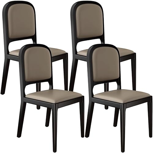 Miniatura 25 de YVYKFZD Sillas de comedor de madera maciza, juego de sillas de cocina sin brazos, silla de comedor tapizada de cuero, silla de sala de estar Caqui