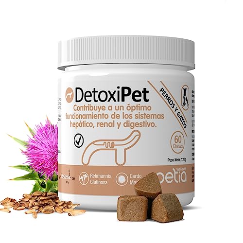 petia Vet health - Detoxipet - Protección Gastrointestinal para Perros y Gatos - 1 Bote 60 Chews