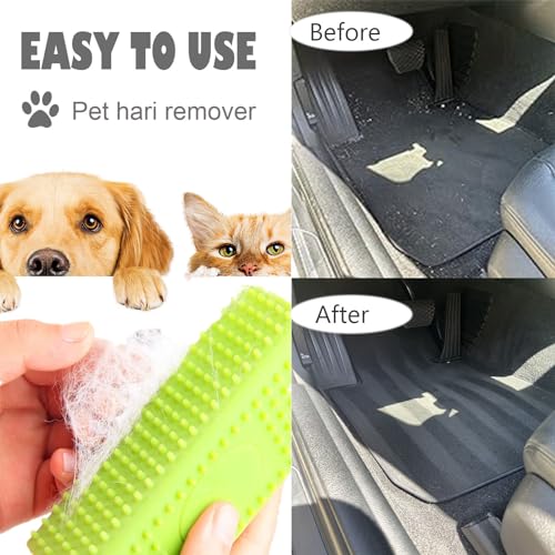 Image of 2 Pieces Pet Dog Cat Hair Remover, Block Roller Cleaner, Hollow Silicone Cleaner Brush for Sofa, Car Interiors, Furnishings, Carpets, Bedding or Any Fabric (Yellow, Green)