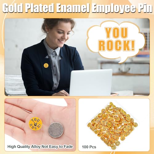 Image of Yunlly 100 Pcs Employee of The Month Lapel Pins Recognition Employee Star Appreciation Enamel Pins Team Gift for Team Staff Volunteer Nurse Teacher Coworkers Award