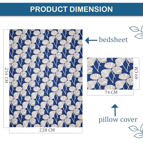 Image of Kuber Industries Cotton 144 TC Double Bedsheet With 2 Pillow Covers | Machine Washable Soft Bedsheet For Living Room, Home & Hotels | Patta Print - Blue