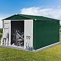 DHPM 10ft x 8ft Shed Garden Storage,Metal Outdoor Storage Sheds with Vents,Hinged Door and Padlock,Practical Tool for Storing Bicycles,Lawnmowers,Barbeques and Garden Tools
