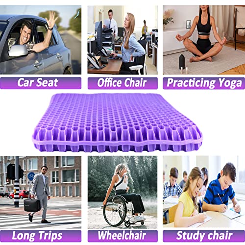 Airllantry Purple Gel Seat Cushion With Upgraded Adjustable Buckle - Gel Seat Cushion For Long Sitting, Back Pain, Sciatica, Tailbone Pain Relief - Ideal For Office, Wheelchair, Car, And Long Trips #TOP6
