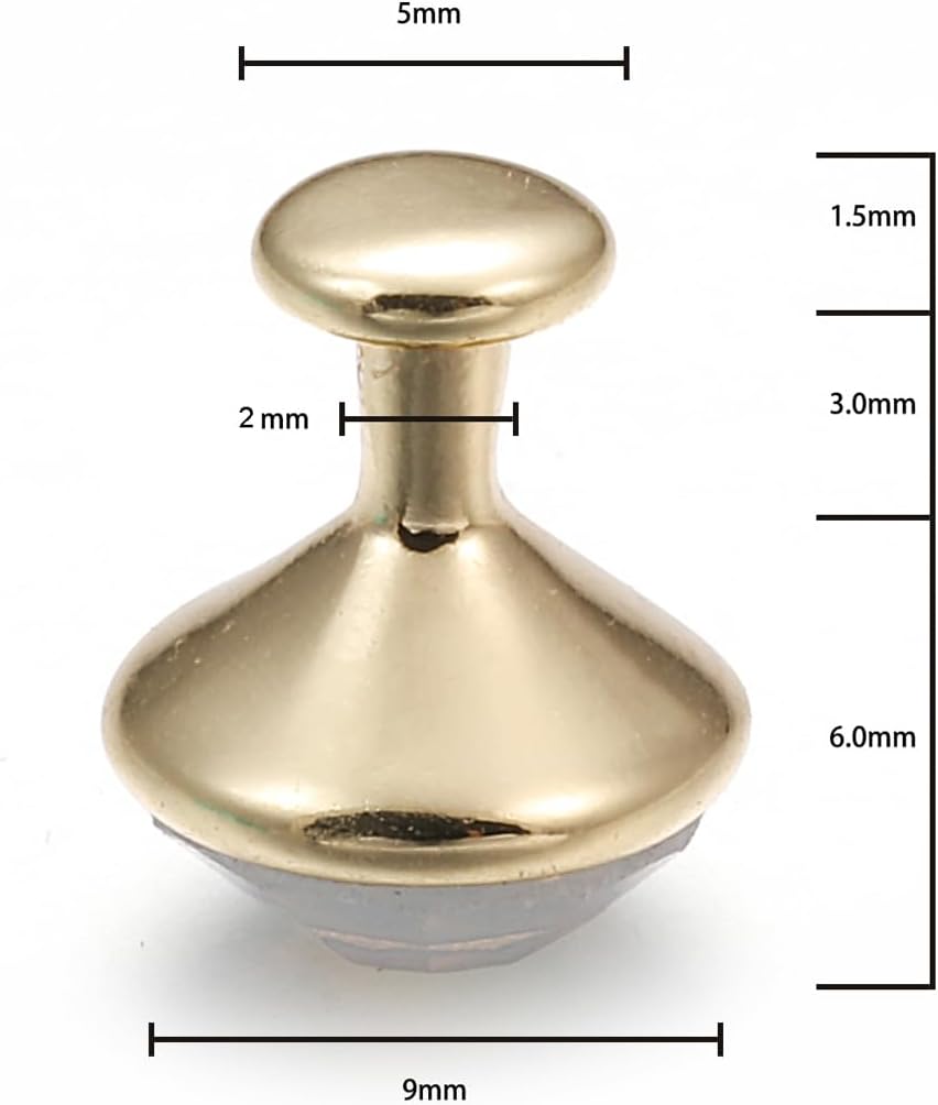 9pc Brass Diamond Rivet Studs 7mm Reusable Decorative Buttons Craf image 5