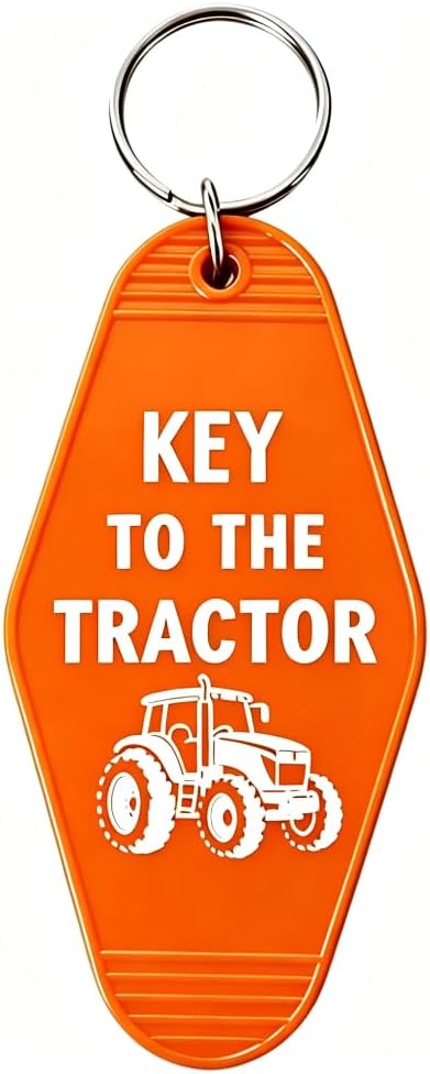 Tractor Keychain, Key to The Tractor Motel Keychain, Retro Farm Key Tag for Farmers, Ranchers, Tractor Lovers