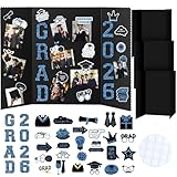MiniInflat 4 Set 2026 Graduation Picture Trifold Poster Board Double-sided Foldable Photo Display Board Graduation Decoration for Class of 2026 High School College DIY Craft(Blue,24 x 16 Inches)