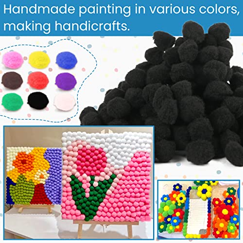 200 Pieces Pom Poms, 1 Inch Craft Pom Pom Balls, Fluffy Soft Craft Pompoms, Pompoms Puff Balls For Diy Creative Arts Crafts Christmas Home Decorations(Black) #TOP6