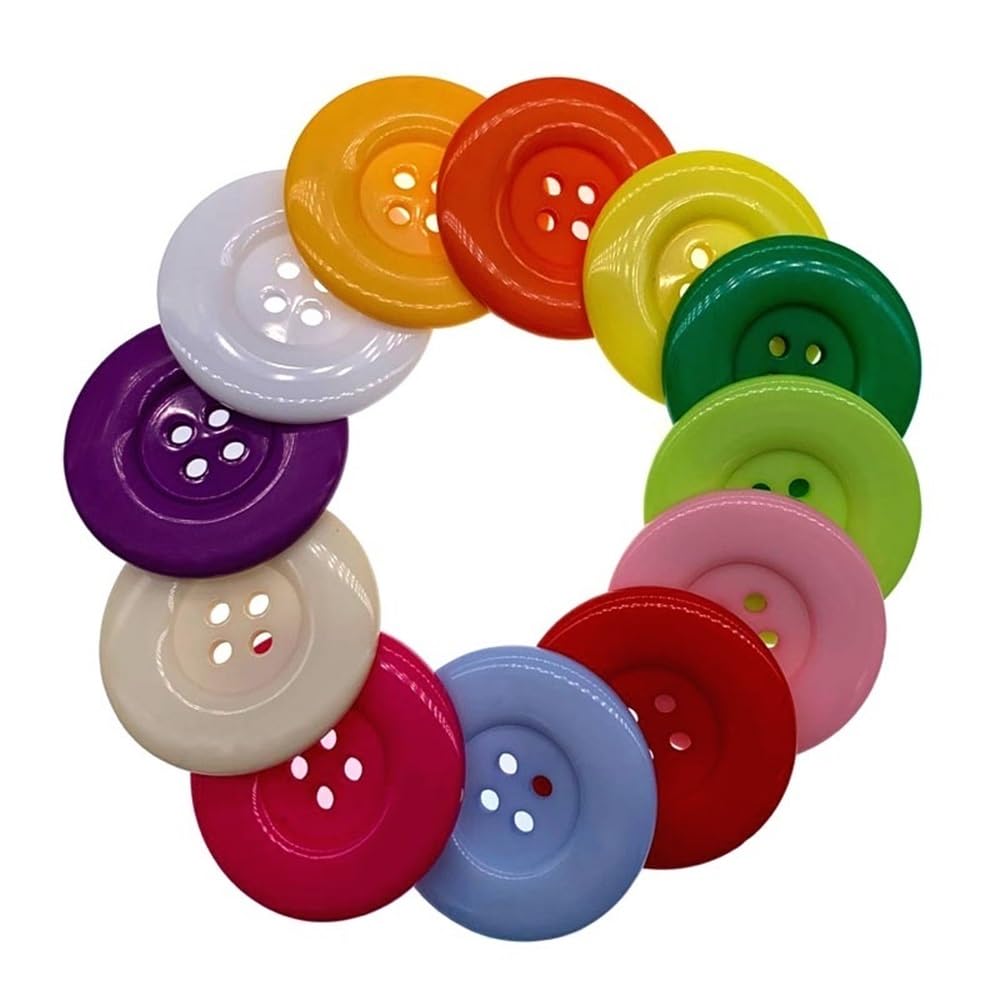 5 Pezzi Bottoni Grandi in Resina a 4 Fori Bottoni Rotondi for Abbigliamento Cappotto Accessorio for Cucire Decorazione Artigianale 1,5"(Yellow)