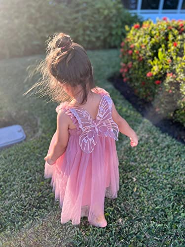 Baby Girl Tulle Tutu Layered Butterfly Dress Toddler Flower Girl Princess Birthday Party Wedding Sleeveless Dress 1-6T(Dusty Rose,5T) #TOP2