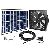 GBGS Solar Powered Exhaust Fan AC Power Backup, Built-in Thermostat Switch, 1750CFM, 4200sq/ft Ventilation, IP68 Brushless DC Motor, Adjustable Solar Panel, 40db, 47.5ft Cable, Double Rust Free