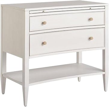 Starlight Canyon Home White Nightstand with Two Drawers and Laminated Pull-Out Shelf, Ideal Bed Side Tables Bedroom and Wooden Night Stand Organizer