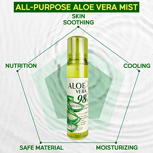 Neclar - Pure Organic Aloe Vera Gel - Aloe Vera Soothing Gel - Aloe Vera Gel Sunburn Relief - Aloe Vera Gel For Face - Aloevera Gel - Aloe Gel For Hair - Aloe Vera Gel For Skin - Aloe Vera Gel Pure #TOP7