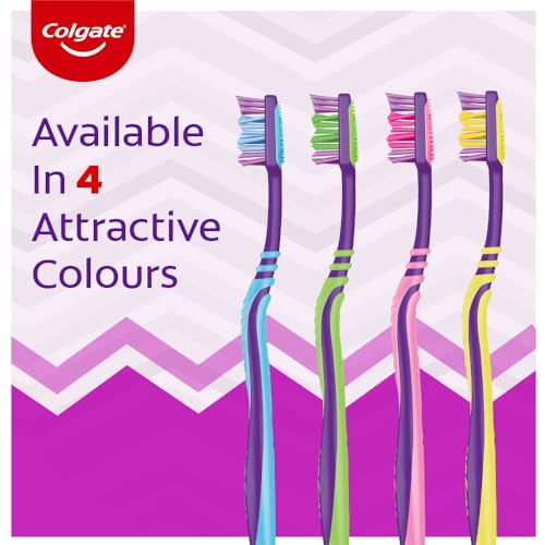 Colgate Zigzag Deep Clean Manual Toothbrush For Adults, Pack Of 6 Medium Multicolour Soft Tooth Brush, Antibacterial With Compact Brush Head For... - Image 7