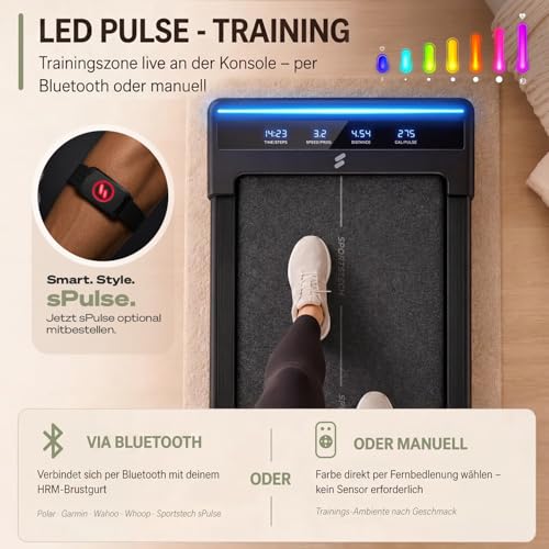 Sportstech sWalk Lite Walking Pad Laufband für Zuhause & Schreibtisch, bis 6 km/h, LED-Anzeige...