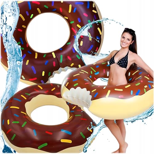 KRUMAD Donut Schwimmring Erwachsene 105 cm, Aufblasbarer Schwimmreifen für Erwachsene, Pool Spielzeug mit Streuseln, Sch...