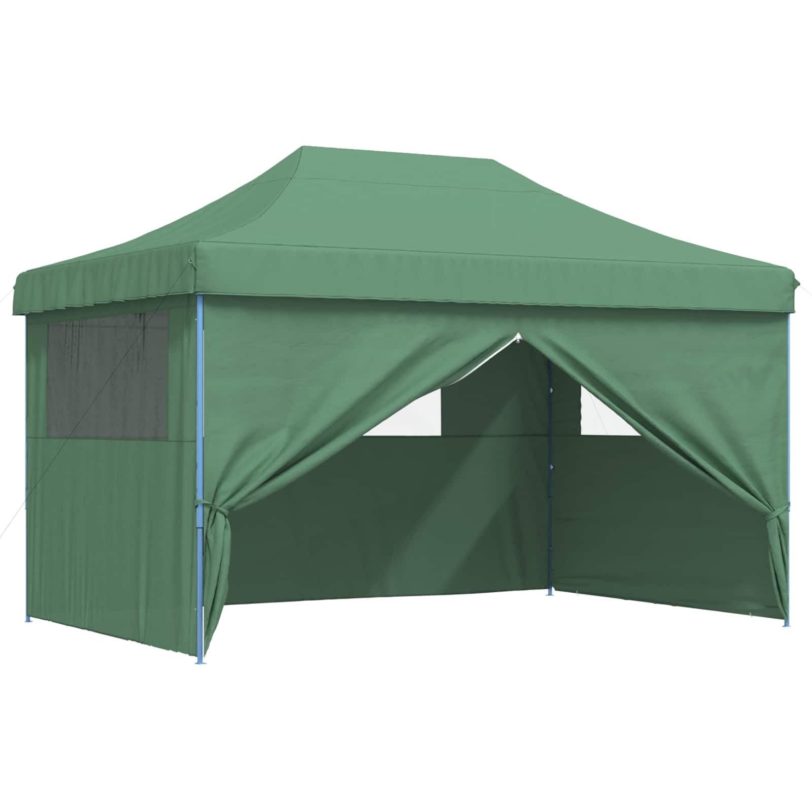 Party-Zelt Grün 292 x 440 x 315 cm aus Oxford-Stoff mit pulverbeschichtetem Stahlrahmen und dreistufiger Höhenverstellung für Garten Terrasse Balkon Outdoor-Sonnenschutz