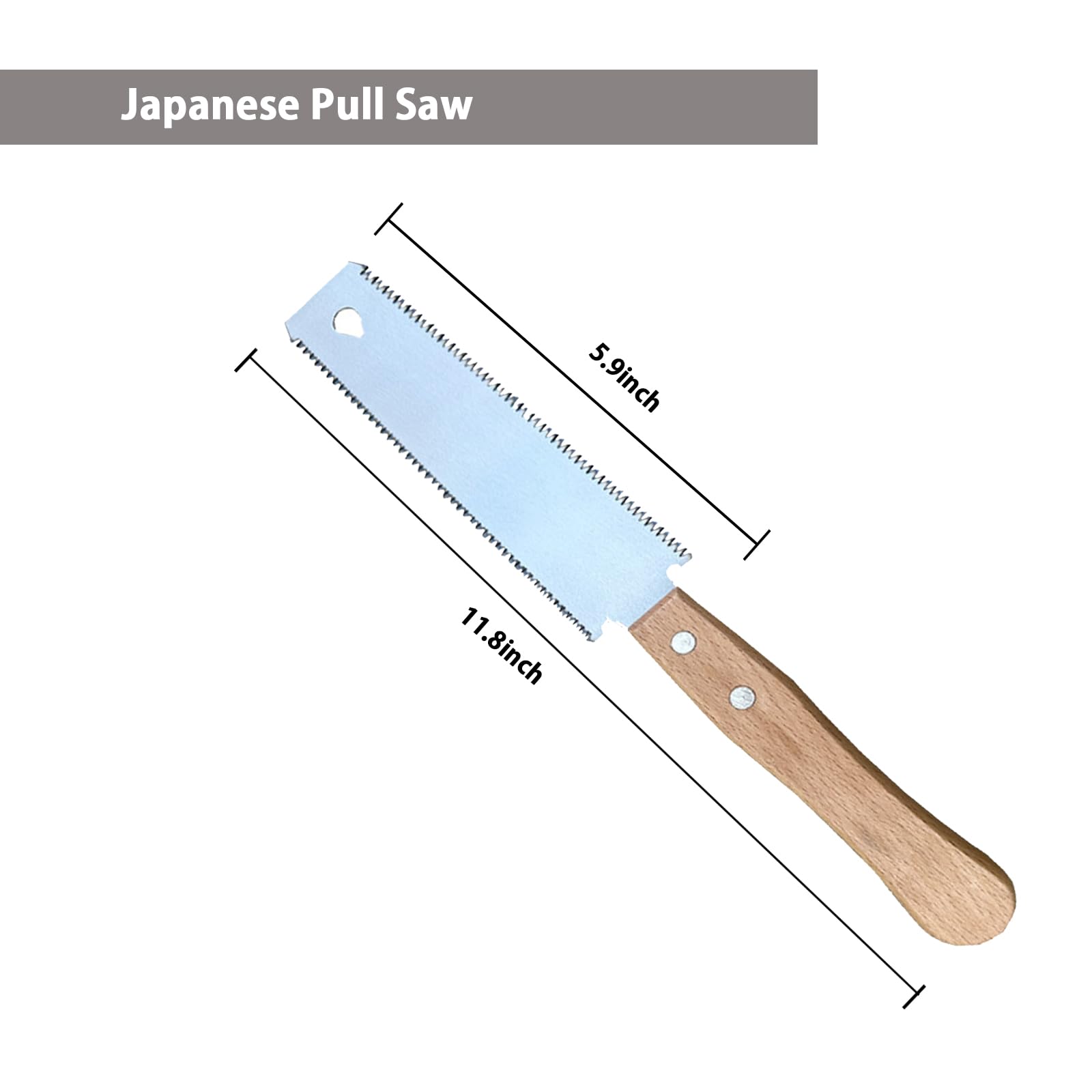 Tomtary Japanese Pull Saw, Hand Pull Saw Flush Cut Saw Double Edge Wood Cutting Saw Steel Blade Hand Saw for Woodworking - Image 2