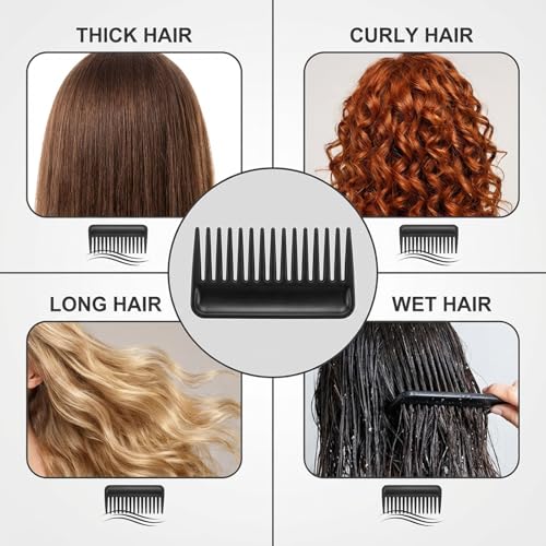 Peine pequeño negro de dientes anchos para cabello rizado miniatura 4