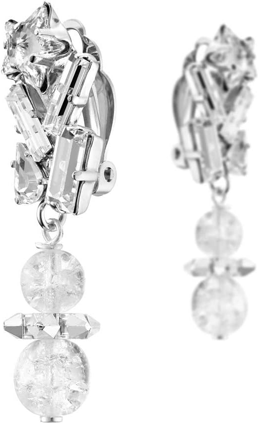 Philippe Ferrandis Clip-On Earrings Duo Comet Metal Palladium Swarovski Crystal