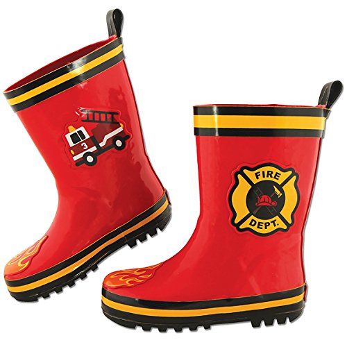 Stephen Joseph Kids' Rain Boots, FIRETRUCK, 7