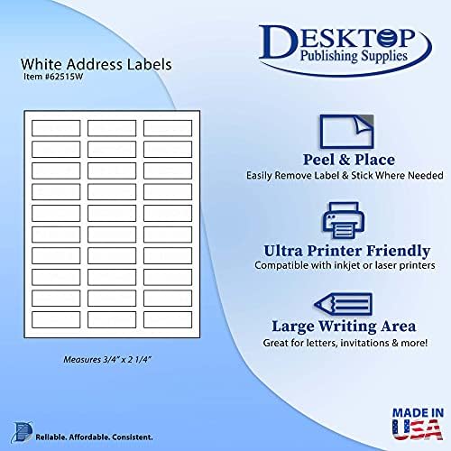 White Address Labels 3/4" x 2 1/4" Return Address Stickers - 750 Labels image 5