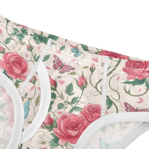 Wusikd Roses Butterflies Boys' Underwear Cotton Green Leaves Boys Briefs Soft Toddler Underwear 2T4
