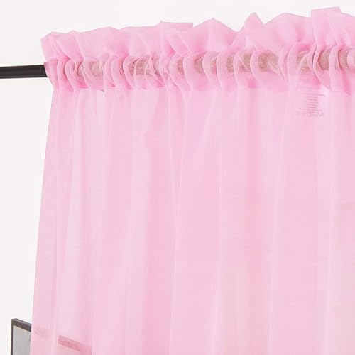 MYSTIC-HOME Cortinas transparentes blancas de 63 pulgadas de longitud, cortinas de gasa con borde para cortinero, para sala de estar, dormitorio,