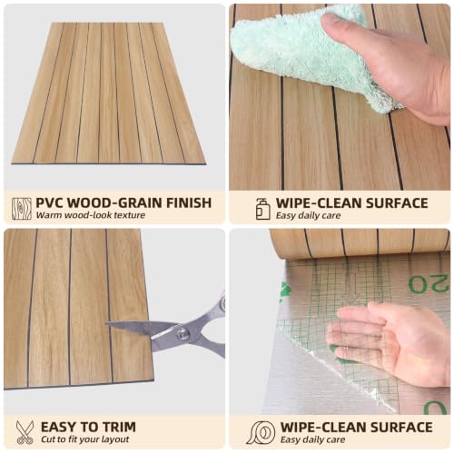 Image of Peel and Stick Wood Slat Wall Panels, Light Yellow, 236 x 15.7 in | 3D Fluted, PVC Paneling for Accent Wall, Ceiling, Living Room, Office, Bedroom