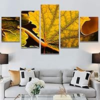 SIGNWIN 5 Panel Canvas Wall Art Modern Art Decorative Elements Expressive Leaves Multicolor Patterns Photography for Home Decorations Ready to Hang - 60