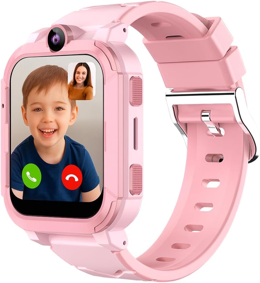 Smartwatch per bambini Android 4G con scheda SIM – Localizzatore GPS WiFi, video HD e chiamate vocali, Smart Watch impermeabile IP67 per bambini con pulsante SOS, fotocamera, messaggi, lettore musicale